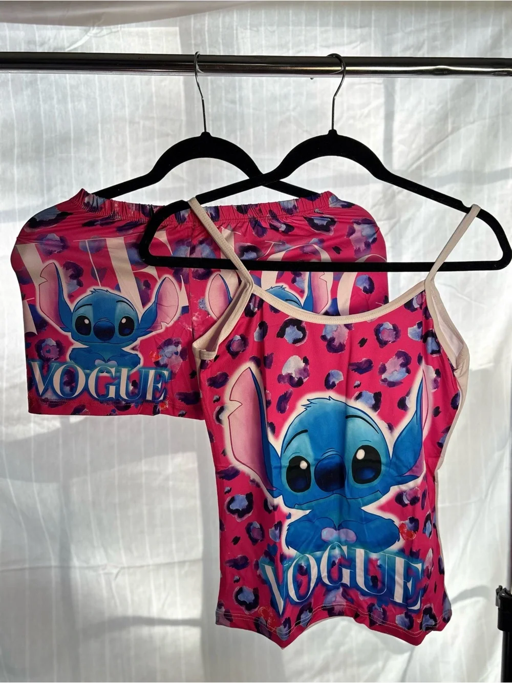 Stitch Graphic Pink Tank & Shorts Set - 